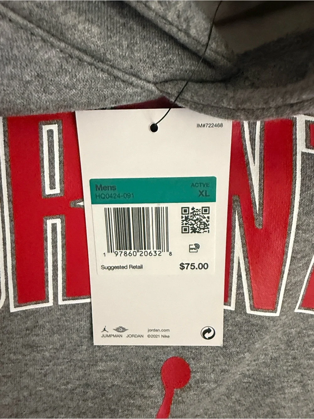 Jordan Toronto Grey Pullover Hoodie with Red Logo